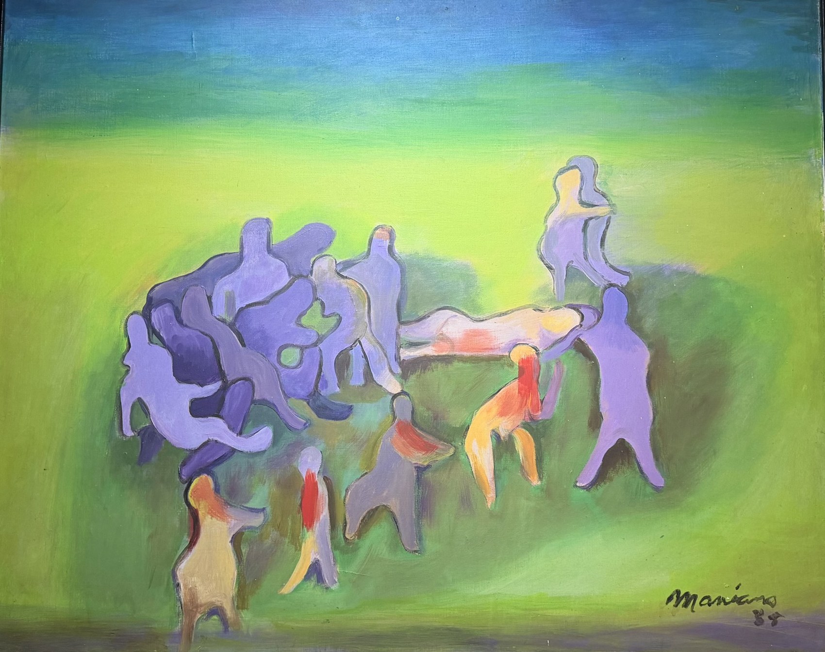 Mariano Rodríguez, De la serie Fiesta del amor, 1985, acrílico sobre lienzo, 80 × 100 cm