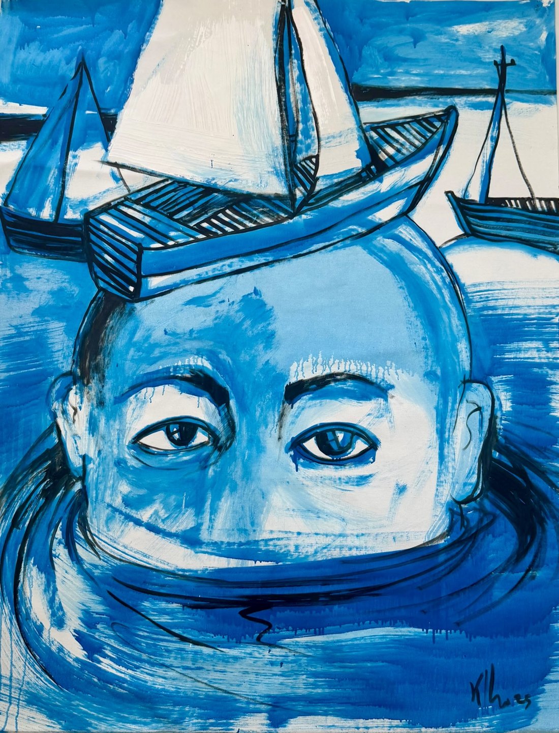 Regresa vida mía que te espero — Kcho, Óleo sobre tela