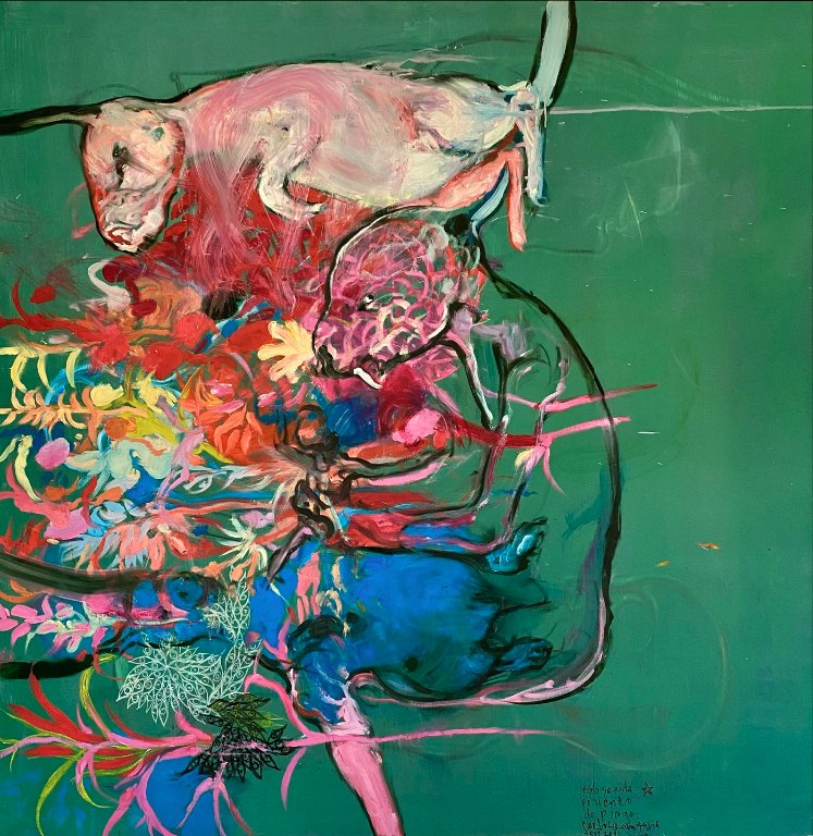 Esto se está poniendo de pinga — Carlos Quintana, Óleo sobre lienzo