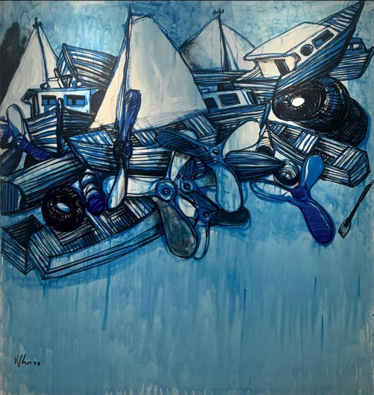 Untitled — Kcho, Óleo sobre lienzo