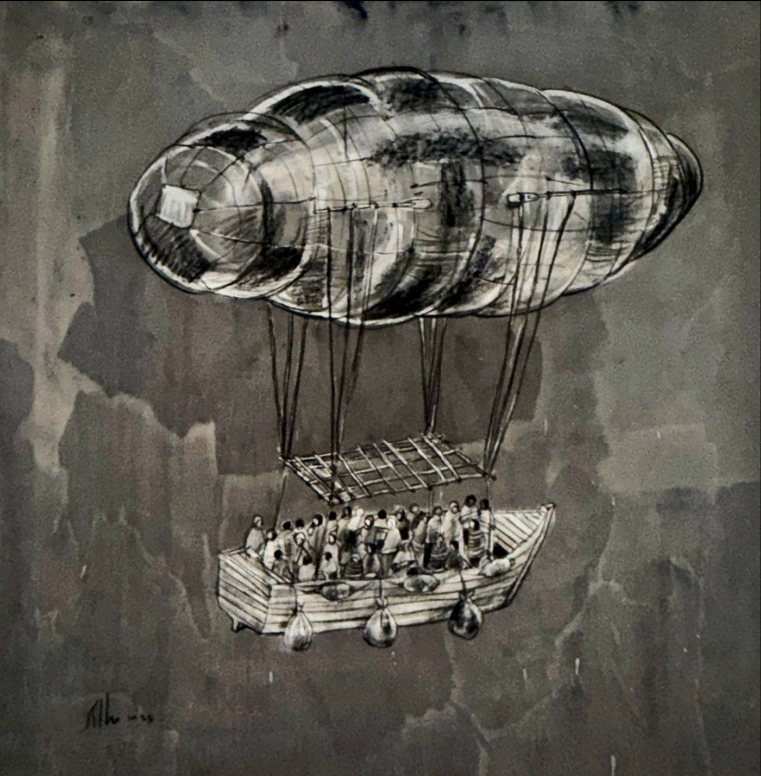 Untitled — Kcho, Óleo y carboncillo sobre lienzo