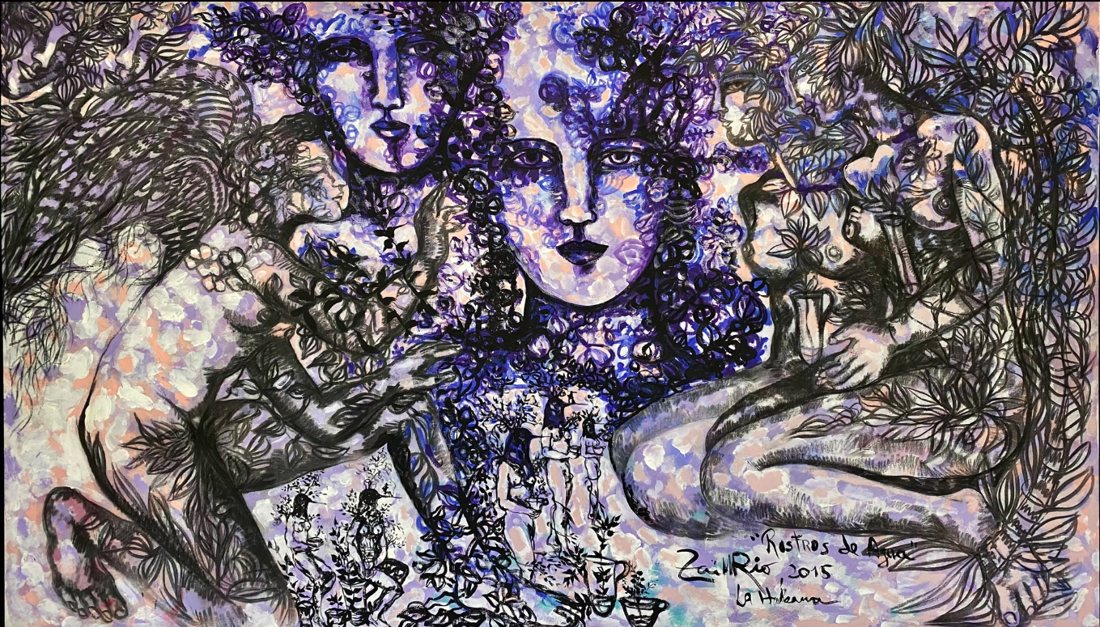 Rostros de Agua — Zaida del Río, Acrílico sobre lienzo