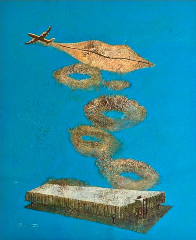 Besos al Aire V — Agustín Bejarano, Mixta sobre lienzo