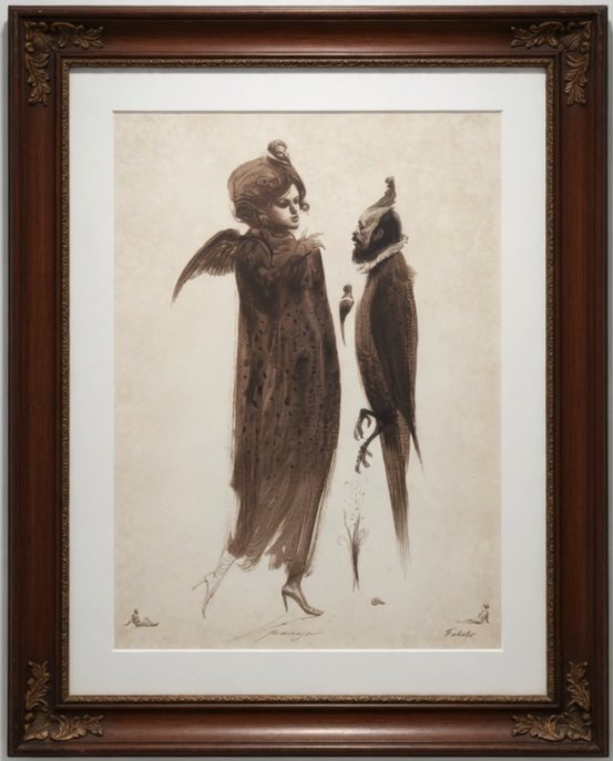 Pareja — Roberto Fabelo, Tinta sobre cartulina