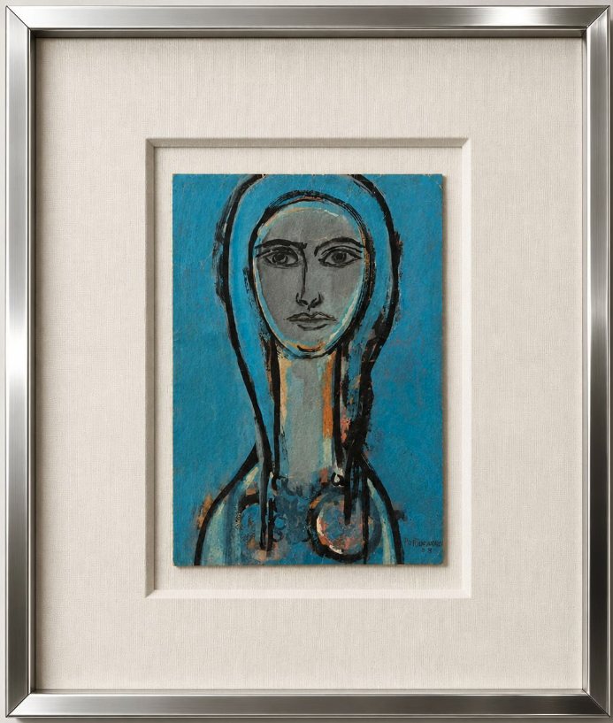 Mujer — René Portocarrero, Témpera sobre cartón
