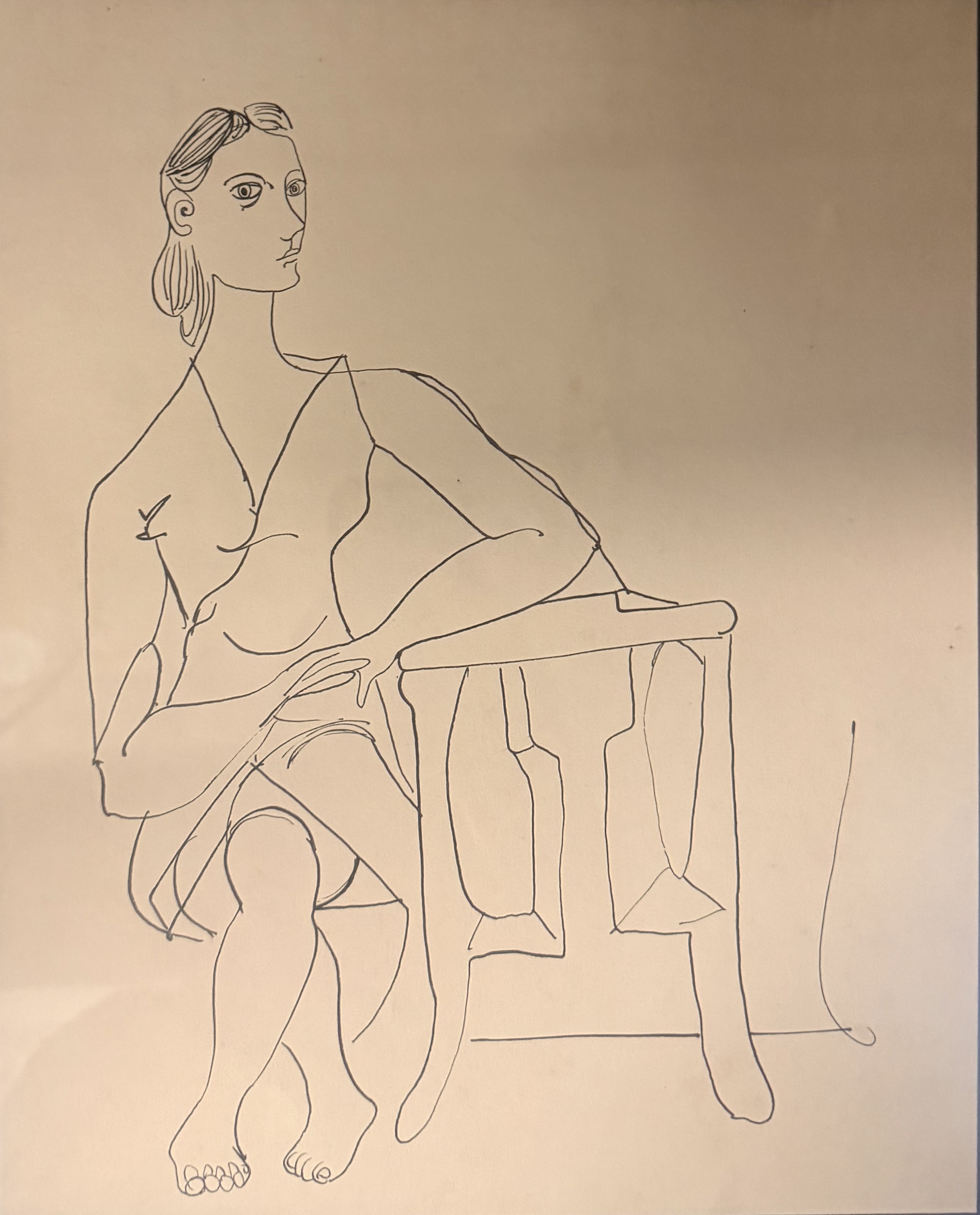 Mujer sentada — Mariano Rodríguez, Tinta sobre cartulina