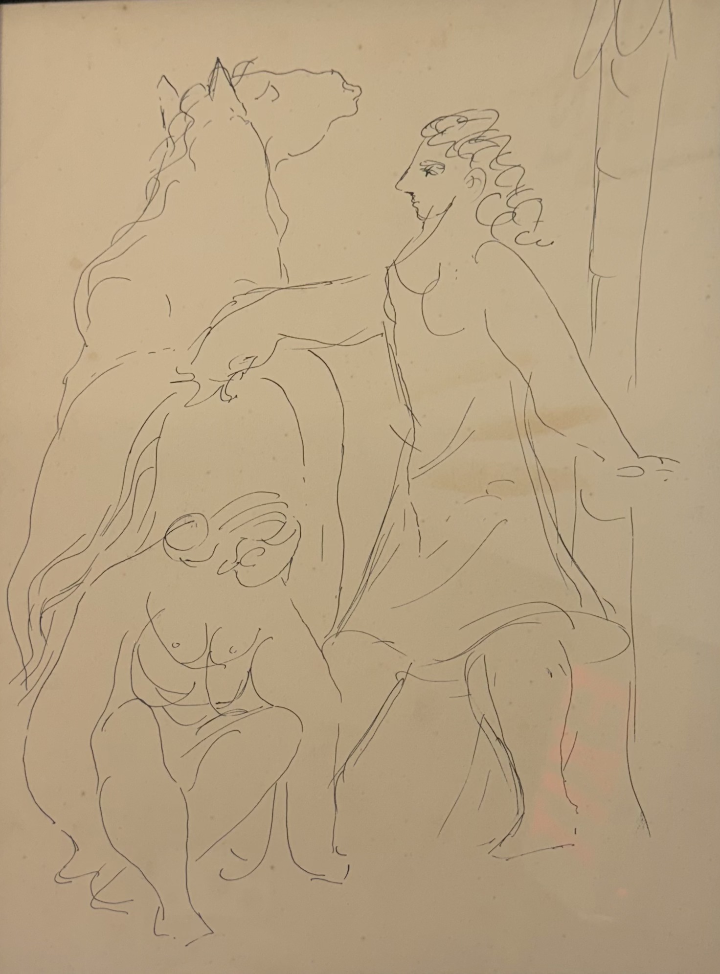 Dos mujeres y caballo — Mariano Rodríguez, Tinta sobre cartulina