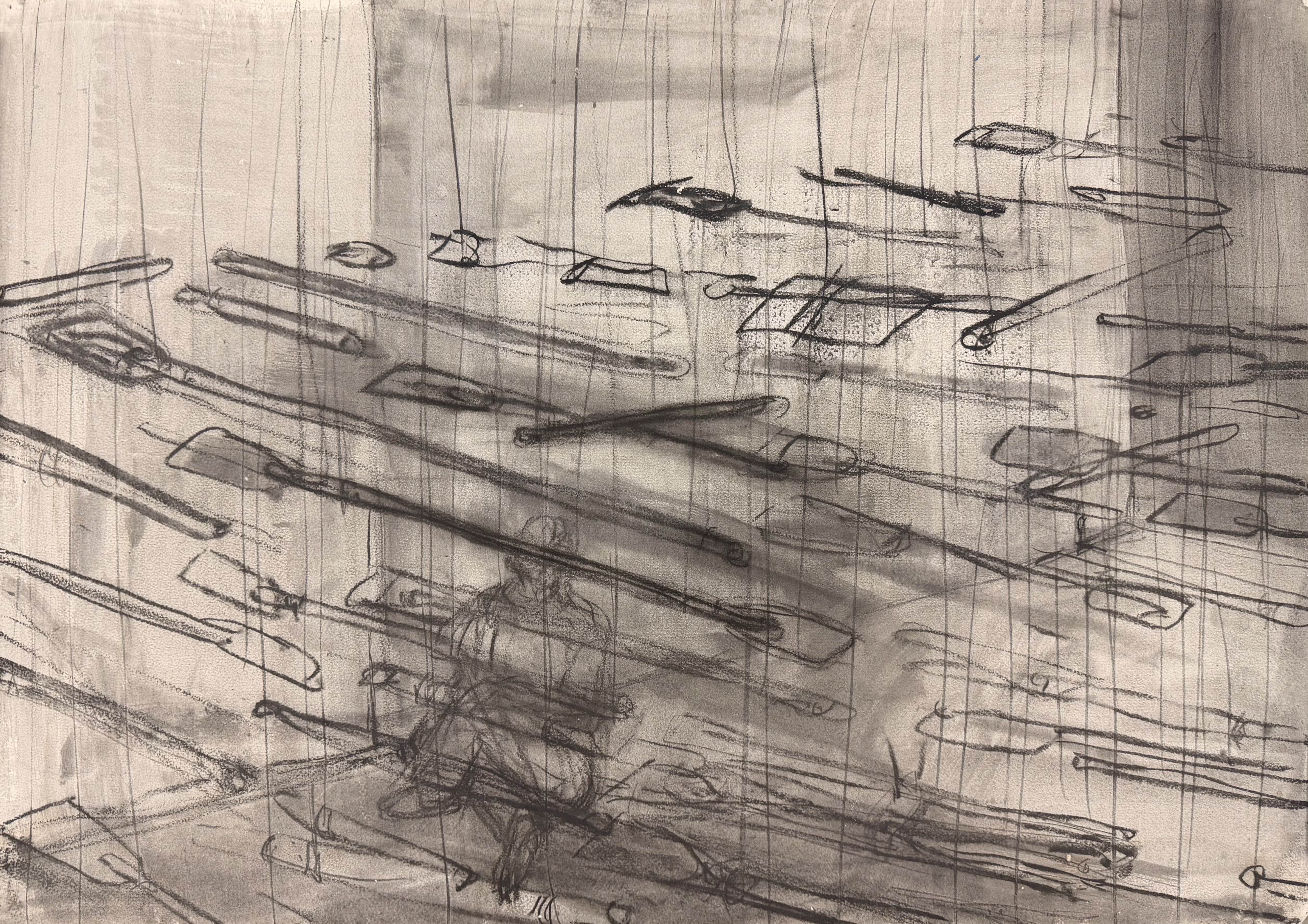 Untitled — Kcho, Carboncillo sobre cartulina