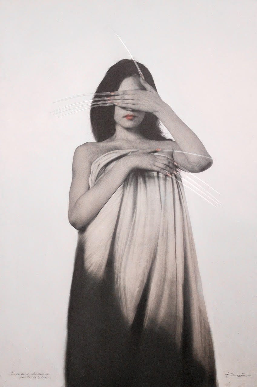 Arañando el silencio con tu soledad — Ernesto Rancaño, Grafito y acrílico sobre lienzo sobre PVC