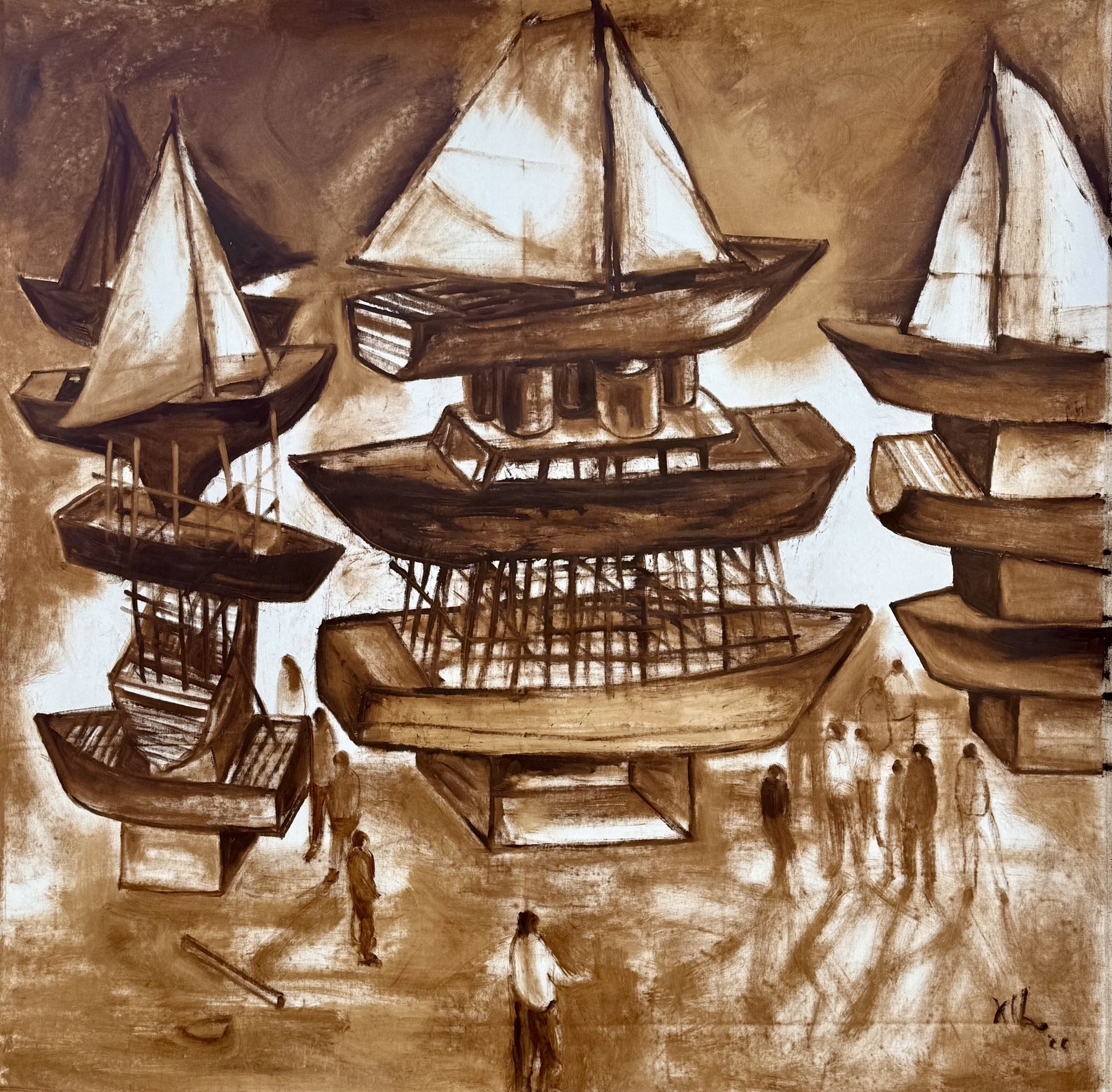 Untitled (serie «Monumento final») — Kcho, Óleo sobre tela