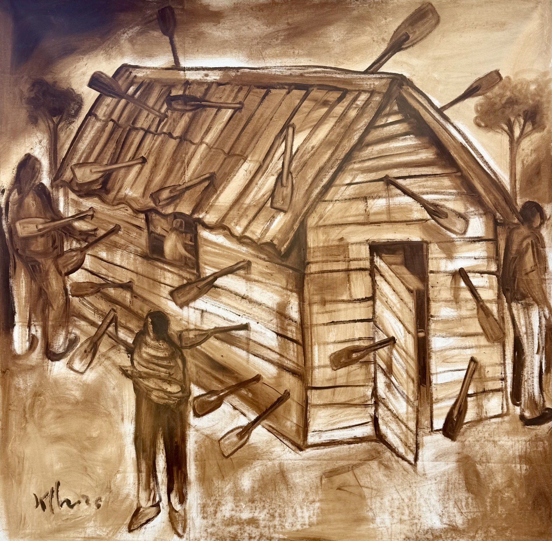 Largo viaje (serie «Mi casa es tu casa») — Kcho, Óleo sobre tela