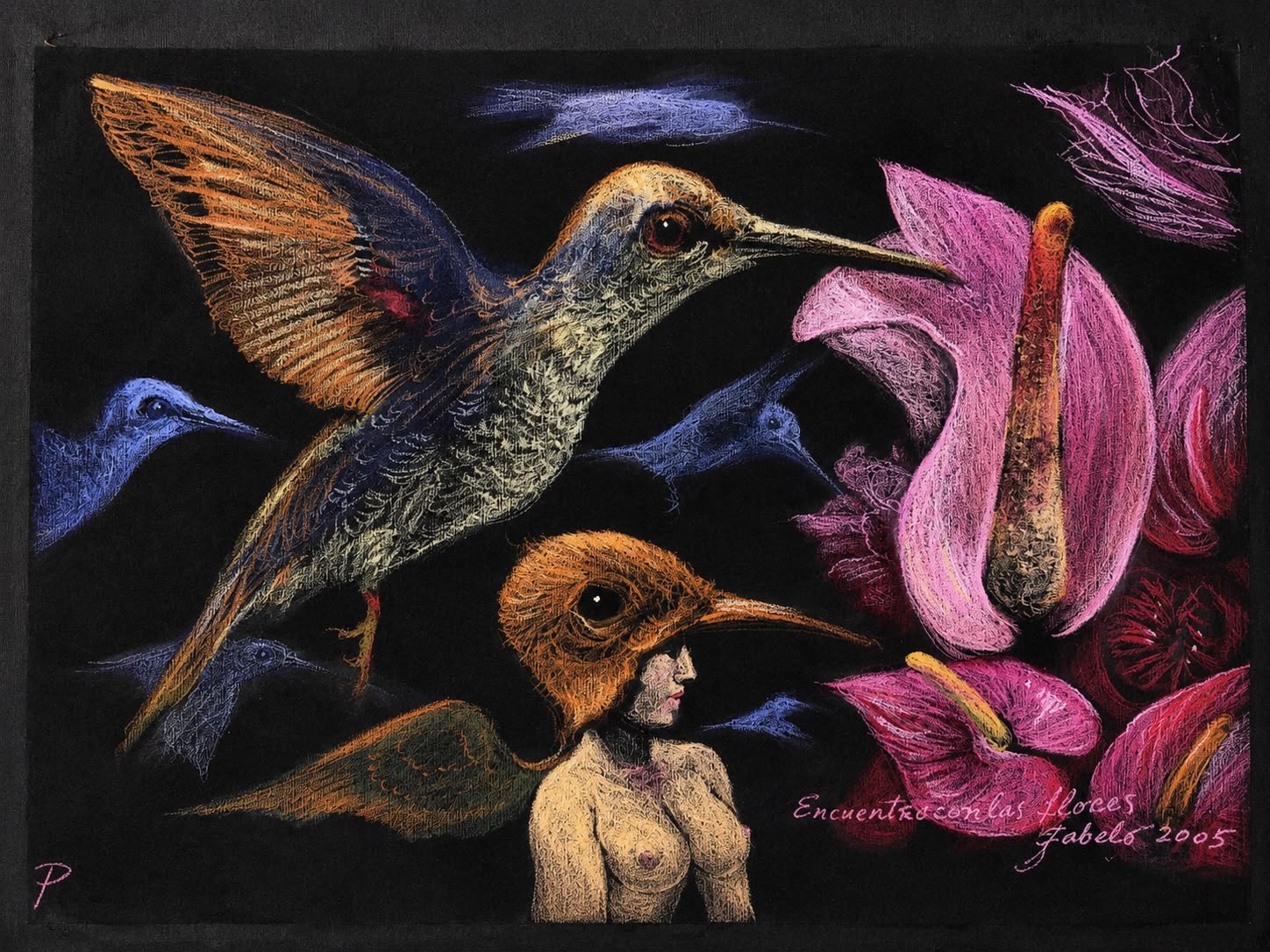 Encuentro con las flores — Roberto Fabelo