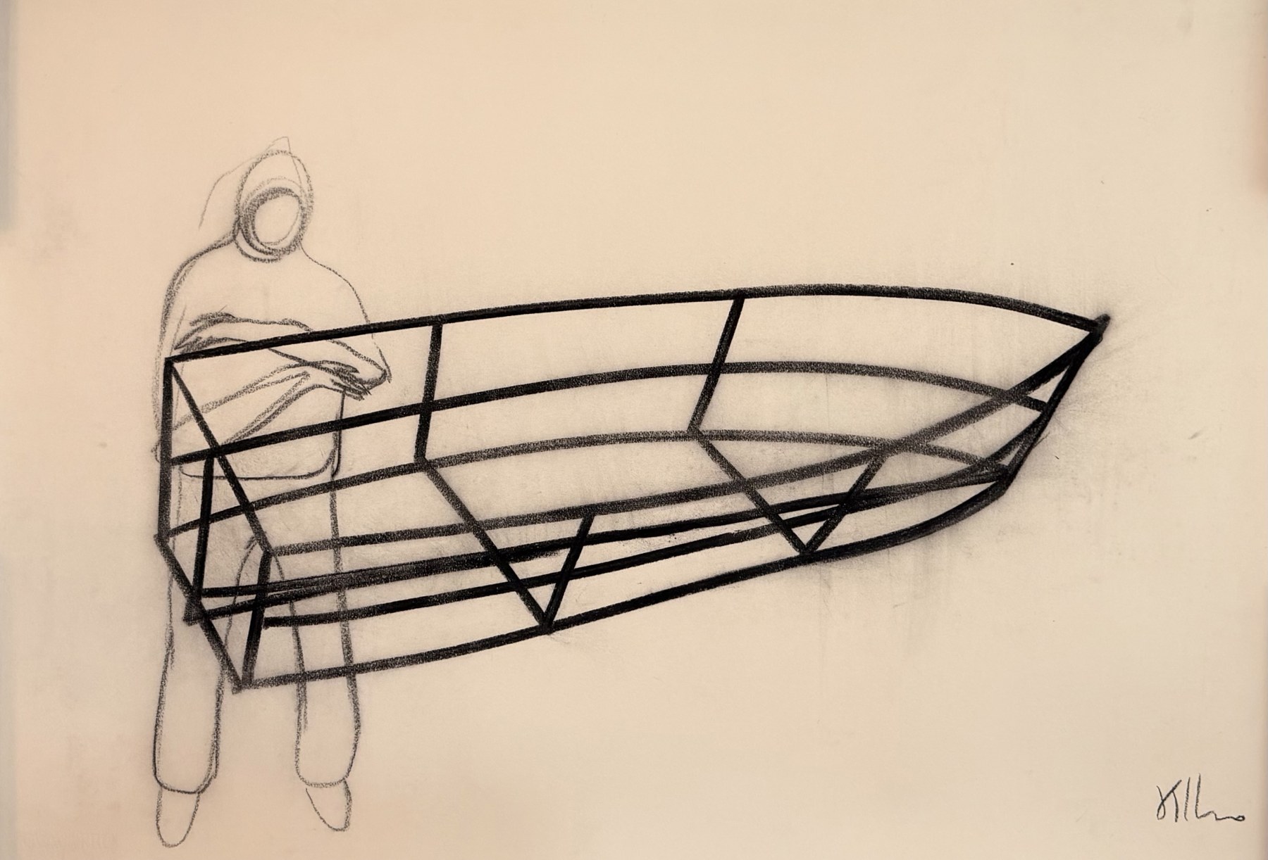 Untitled — Kcho, Crayón y carboncillo sobre cartulina