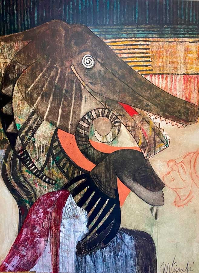Fiesta de despedida — Moisés Finalé, Mixta sobre lienzo