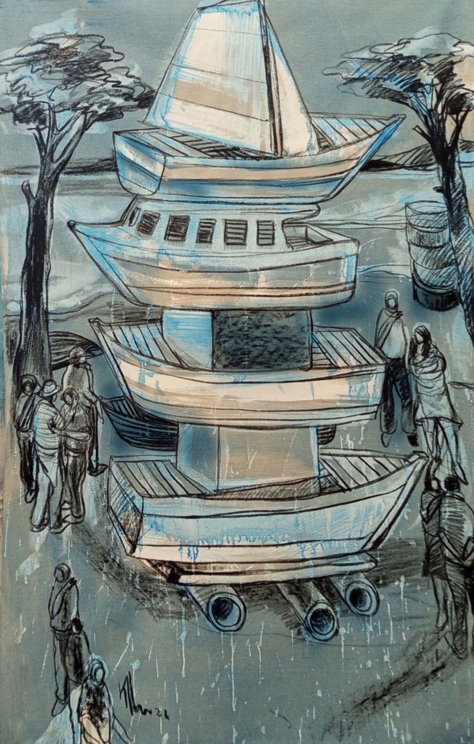 Untitled — Kcho, Acrílico sobre lienzo
