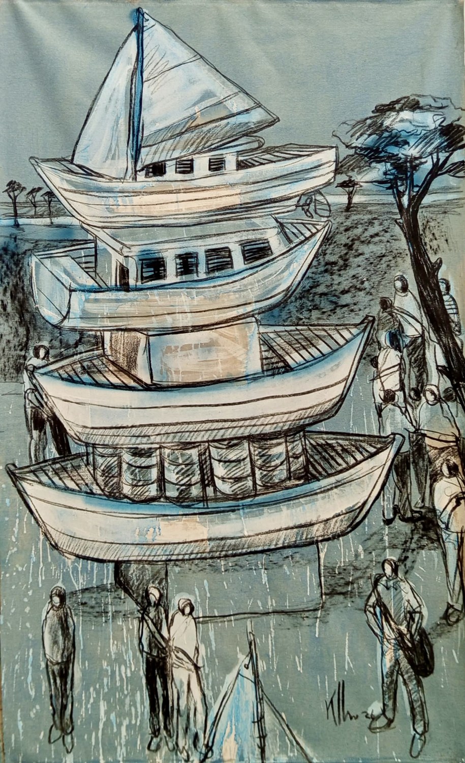 Untitled — Kcho, Acrílico sobre lienzo