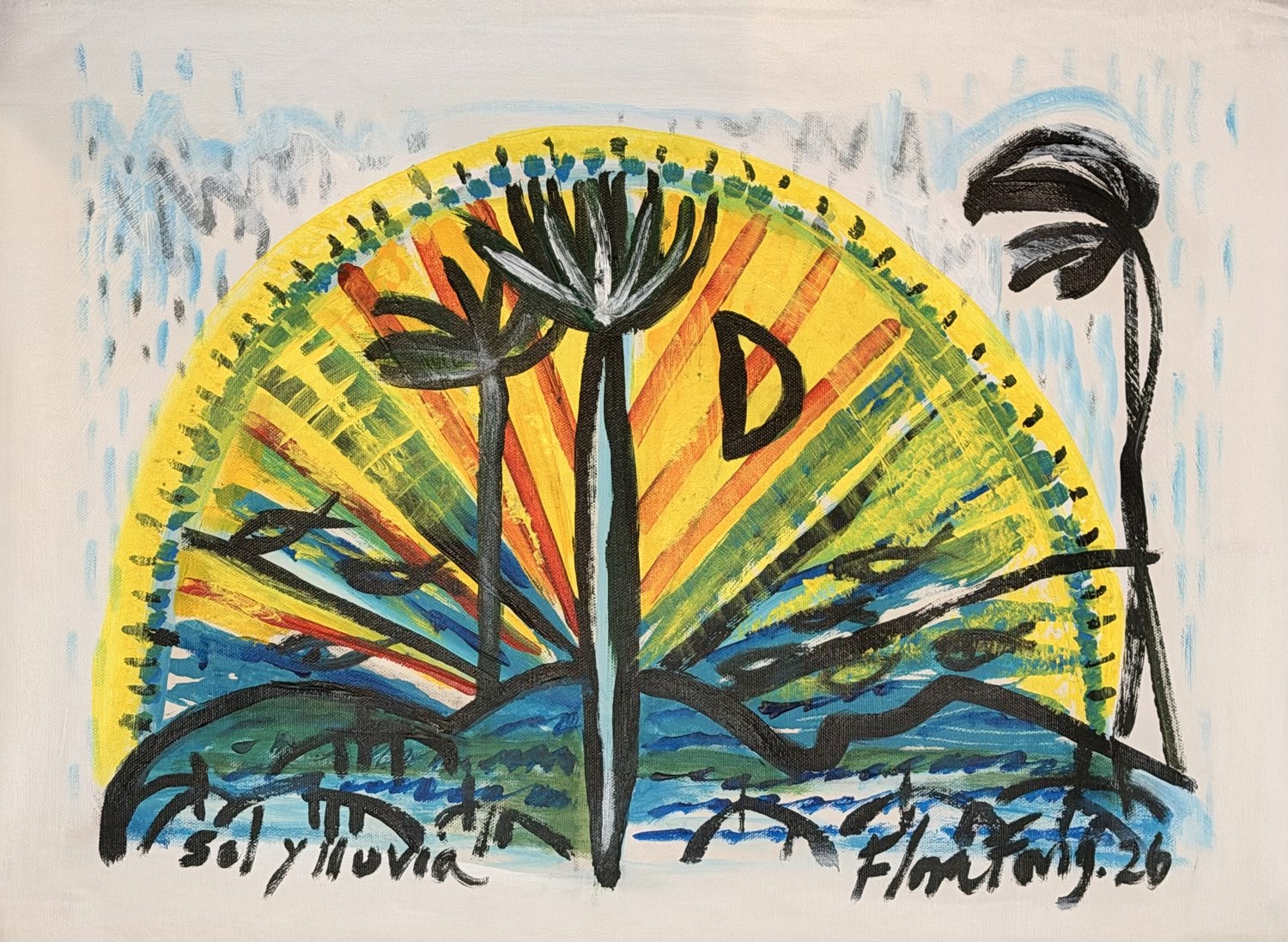 Sol y lluvia — Flora Fong, Acrílico sobre lienzo