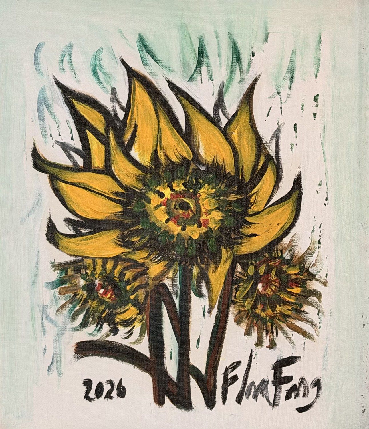 Girasol II — Flora Fong, Acrílico sobre lienzo